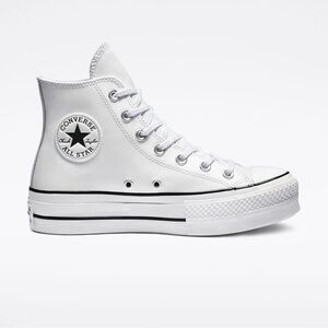Converse Chuck Taylor All Star Lift Platform Leather Shoes In White
